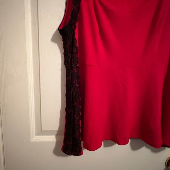 Torrid Side Lace Peplum Tank Top Size 2x RED with BLACK LACE - Picture 13 of 13